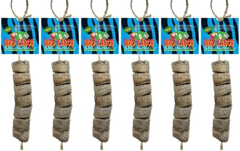 BIRD KABOB Mini - عبوة من 6 قطع - لعبة طيور معلقة طبيعية بالكامل وشاملة ويوصي بها الأطباء البيطريون وصديقة للبيئة وقابلة للتمزيق مع قطع اليوكا in Kuwait