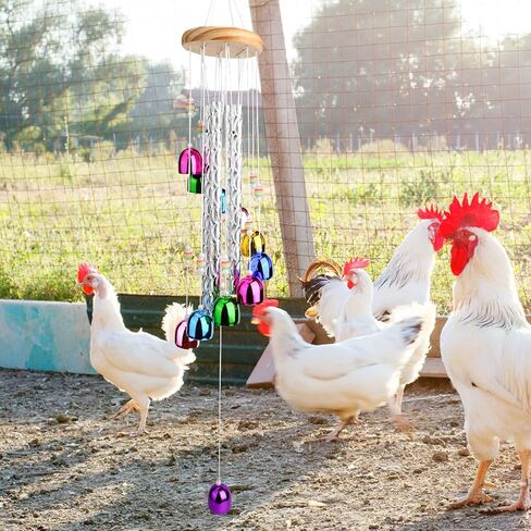 لعبة دقات الرياح الملونة للدجاج، ملحقات حظيرة إثراء الدجاج، لوازم ألعاب لدقات الرياح الخارجية، ديكور معلق للدجاج والطيور والببغاوات وطيور الحب والببغاء in Kuwait