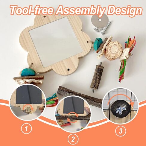 Bird Mirror with Perch, Cockatiel Mirror for Cage, Parakeet Toys with Chew Toy,Bird Cage Accessories for Parrot Conure Lovebirds Finch Canaries (Corn Cob) in Saudi Arabia