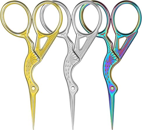 3PCS Small Sewing Scissors 3.74 Inch Sharp Crochet Scissor Stainless Steel Stork Shaped Scissors Shears Comfortable Grip for Embroidery, Fabric, Thread, Knitting, Sewing, Arts & Craft(Colorful) in Saudi Arabia