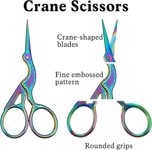 3PCS Small Sewing Scissors 3.74 Inch Sharp Crochet Scissor Stainless Steel Stork Shaped Scissors Shears Comfortable Grip for Embroidery, Fabric, Thread, Knitting, Sewing, Arts & Craft(Colorful) in Saudi Arabia