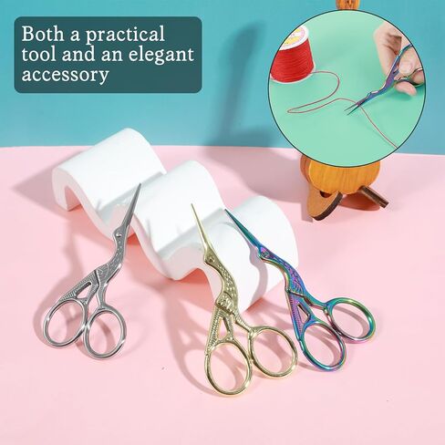 3PCS Small Sewing Scissors 3.74 Inch Sharp Crochet Scissor Stainless Steel Stork Shaped Scissors Shears Comfortable Grip for Embroidery, Fabric, Thread, Knitting, Sewing, Arts & Craft(Colorful) in Saudi Arabia