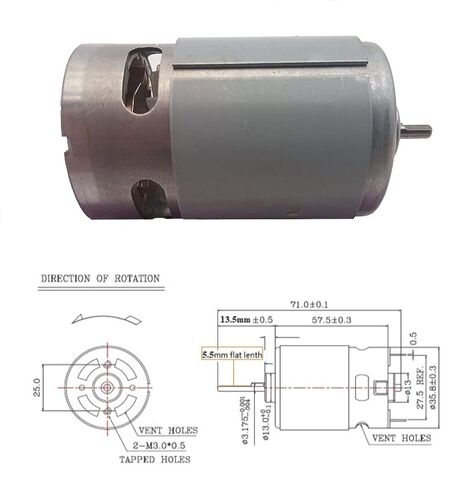 18v DC Motor Drill RC 550 D-Shaft (1/8in / 3.175mm Diameter Shaft) Fan High Torque 20K RPM Tool Replacement Upgrade 18 Volt (12v - 24vDC) RS-550S DIY Electric Drill Robot Remote Controlled Car in Saudi Arabia