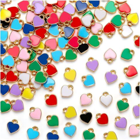 150Pcs Heart Charms for Jewelry Making, Valentine's Day Enamel Charms for DIY Bracelet and Earring (10 Colour) in Saudi Arabia