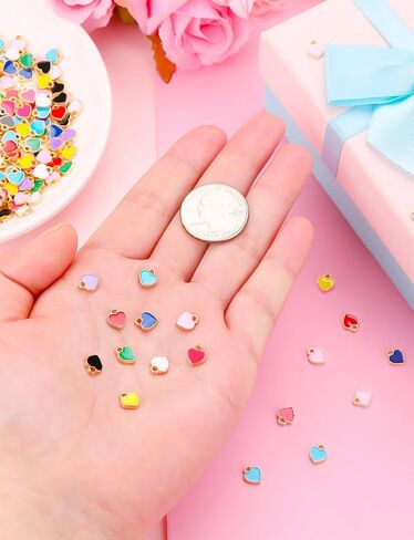 150Pcs Heart Charms for Jewelry Making, Valentine's Day Enamel Charms for DIY Bracelet and Earring (10 Colour) in Saudi Arabia
