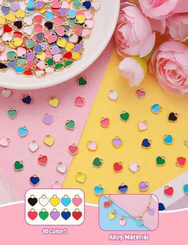 150Pcs Heart Charms for Jewelry Making, Valentine's Day Enamel Charms for DIY Bracelet and Earring (10 Colour) in Saudi Arabia