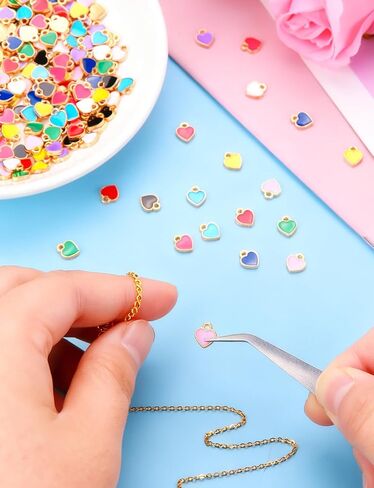 150Pcs Heart Charms for Jewelry Making, Valentine's Day Enamel Charms for DIY Bracelet and Earring (10 Colour) in Saudi Arabia