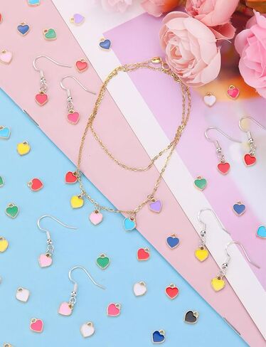 150Pcs Heart Charms for Jewelry Making, Valentine's Day Enamel Charms for DIY Bracelet and Earring (10 Colour) in Saudi Arabia