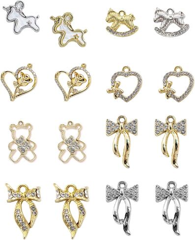 Gold Charms for Jewelry Making Cute Alloy Bowknot Heart Bear Horse Pendants Metal Charms for Bracelets Necklaces Earrings Keychains DIY Crafts in Saudi Arabia