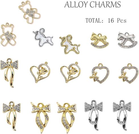 Gold Charms for Jewelry Making Cute Alloy Bowknot Heart Bear Horse Pendants Metal Charms for Bracelets Necklaces Earrings Keychains DIY Crafts in Saudi Arabia