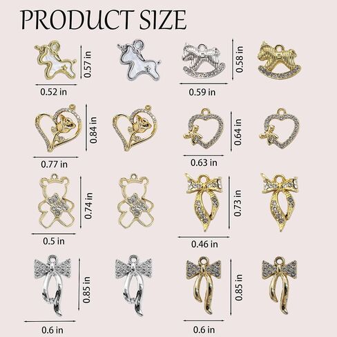 Gold Charms for Jewelry Making Cute Alloy Bowknot Heart Bear Horse Pendants Metal Charms for Bracelets Necklaces Earrings Keychains DIY Crafts in Saudi Arabia
