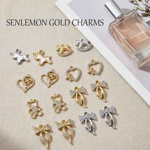 Gold Charms for Jewelry Making Cute Alloy Bowknot Heart Bear Horse Pendants Metal Charms for Bracelets Necklaces Earrings Keychains DIY Crafts in Saudi Arabia