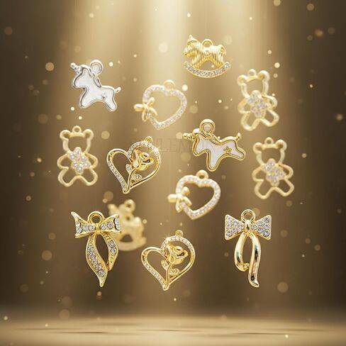Gold Charms for Jewelry Making Cute Alloy Bowknot Heart Bear Horse Pendants Metal Charms for Bracelets Necklaces Earrings Keychains DIY Crafts in Saudi Arabia