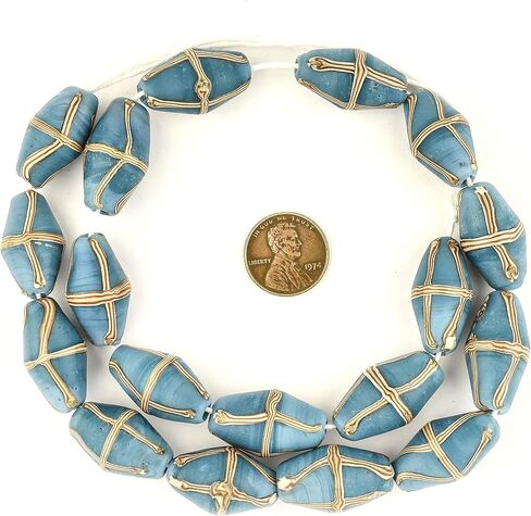 The Bead Chest Java French Cross Beads: Indonesian Glass Trade Beads for DIY Jewelry Making (Turquoise) in Saudi Arabia