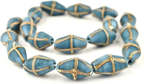 The Bead Chest Java French Cross Beads: Indonesian Glass Trade Beads for DIY Jewelry Making (Turquoise) in Saudi Arabia
