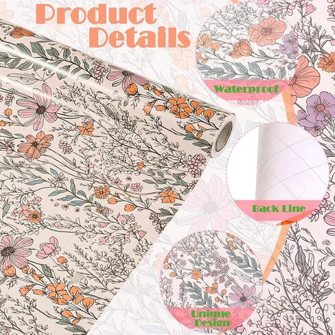Ywdbzjhs 1 Roll Wildflower Wrapping Paper Mini Roll - 17 In x 33 Ft - Wildflower Garden Floral Gift Wrap Paper for Christmas Birthday Wedding Baby Shower Engagement Bridal Shower in Saudi Arabia