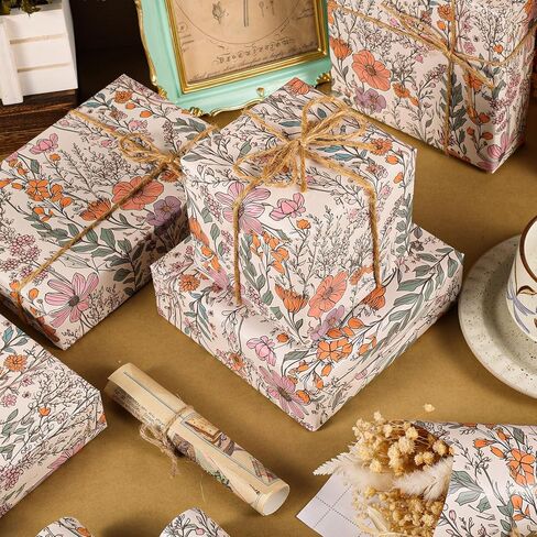 Ywdbzjhs 1 Roll Wildflower Wrapping Paper Mini Roll - 17 In x 33 Ft - Wildflower Garden Floral Gift Wrap Paper for Christmas Birthday Wedding Baby Shower Engagement Bridal Shower in Saudi Arabia