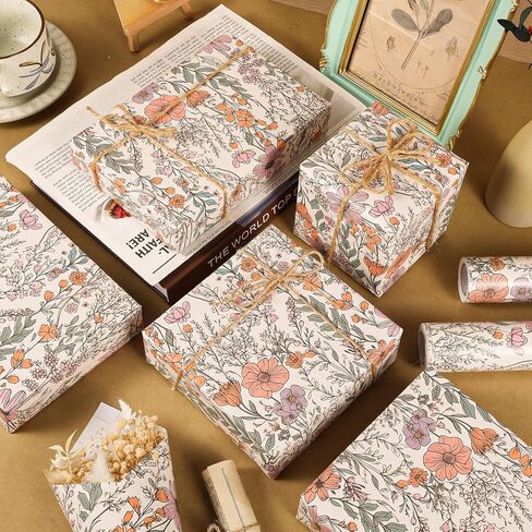 Ywdbzjhs 1 Roll Wildflower Wrapping Paper Mini Roll - 17 In x 33 Ft - Wildflower Garden Floral Gift Wrap Paper for Christmas Birthday Wedding Baby Shower Engagement Bridal Shower in Saudi Arabia