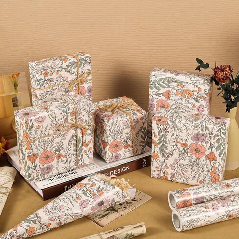 Ywdbzjhs 1 Roll Wildflower Wrapping Paper Mini Roll - 17 In x 33 Ft - Wildflower Garden Floral Gift Wrap Paper for Christmas Birthday Wedding Baby Shower Engagement Bridal Shower in Saudi Arabia