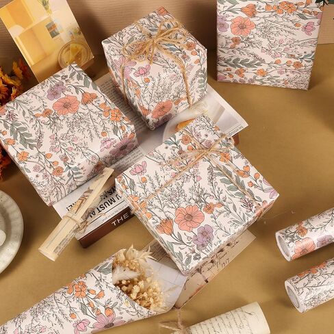 Ywdbzjhs 1 Roll Wildflower Wrapping Paper Mini Roll - 17 In x 33 Ft - Wildflower Garden Floral Gift Wrap Paper for Christmas Birthday Wedding Baby Shower Engagement Bridal Shower in Saudi Arabia