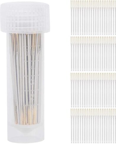 100PCS Cross Stitch Needles, Metal Large Eye Sewing Needles with Storage Box, Embroidery Needles | Cross Stitch Needles | Stitching Needles Set | Darning Needle for Art Craft（#22） in Saudi Arabia