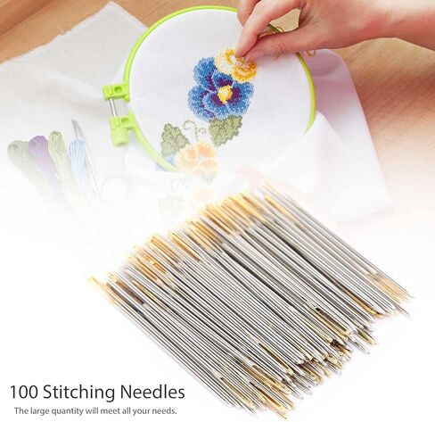 100PCS Cross Stitch Needles, Metal Large Eye Sewing Needles with Storage Box, Embroidery Needles | Cross Stitch Needles | Stitching Needles Set | Darning Needle for Art Craft（#22） in Saudi Arabia