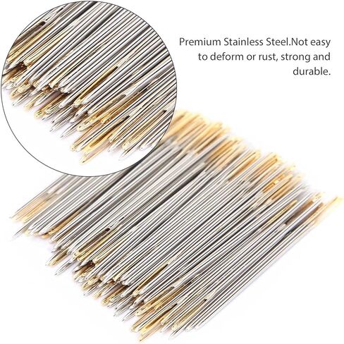 100PCS Cross Stitch Needles, Metal Large Eye Sewing Needles with Storage Box, Embroidery Needles | Cross Stitch Needles | Stitching Needles Set | Darning Needle for Art Craft（#22） in Saudi Arabia