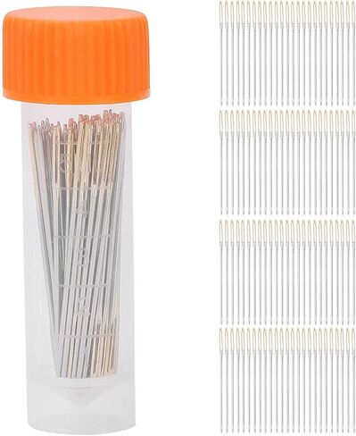 100PCS Cross Stitch Needles, Metal Large Eye Sewing Needles with Storage Box, Embroidery Needles | Cross Stitch Needles | Stitching Needles Set | Darning Needle for Art Craft（#22） in Saudi Arabia
