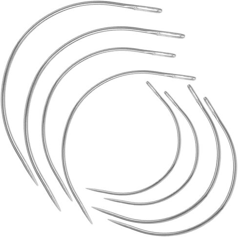 8 Pcs Sliver Curved Lightweight Sewing Needles, C-Type Weaving Upholstery Heavy-Duty Hand Sewing Repair with Sharp Tips for Carpet Leather Canvas Repairing Blocking Knitting Modelling Crafts in Kuwait