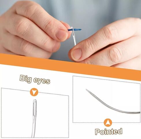 8 Pcs Sliver Curved Lightweight Sewing Needles, C-Type Weaving Upholstery Heavy-Duty Hand Sewing Repair with Sharp Tips for Carpet Leather Canvas Repairing Blocking Knitting Modelling Crafts in Kuwait