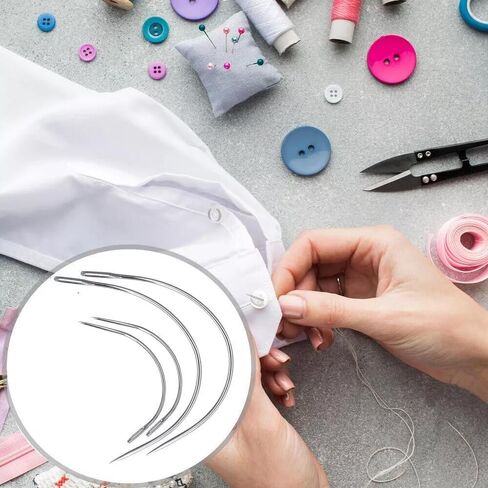 8 Pcs Sliver Curved Lightweight Sewing Needles, C-Type Weaving Upholstery Heavy-Duty Hand Sewing Repair with Sharp Tips for Carpet Leather Canvas Repairing Blocking Knitting Modelling Crafts in Kuwait