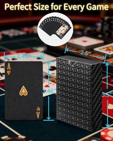 أوراق لعب فاخرة سوداء مقاومة للماء، سطح بوكر بلاستيكي متين، نسيج عالي الدقة، بطاقات سوداء غير لامعة قابلة للغسل ليلاً اللعب in Kuwait