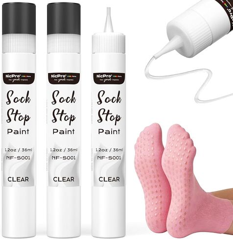 Nicpro Sock Stop 3.6 أونصة، طلاء قماشي لاصق شفاف مضاد للانزلاق، غراء قبضة جورب قابل للغسل وخالي من اللاتكس للجوارب غير القابلة للانزلاق والنعال والسجاد in Kuwait