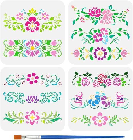 FINGERINSPIRE 12Styles Farm Highland Cow Stencils with a Brush 7.9x7.9 Inch Cow Farmhouse Pattern Painting Stencils PET Animal Themes Template for Painting on Wood Fabric Furniture Home Decoration in Saudi Arabia