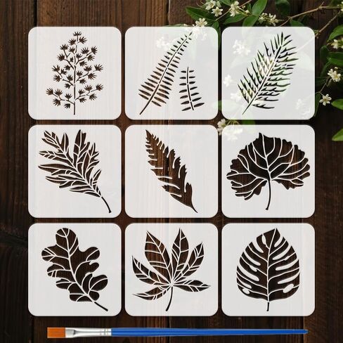 FINGERINSPIRE 12 نمطًا من استنسل بقرة المرتفعات مع فرشاة مقاس 7.9 × 7.9 بوصة استنسلات رسم على شكل مزرعة بقرة للحيوانات الأليفة قالب للرسم على أثاث من القماش الخشبي لتزيين المنزل in Kuwait