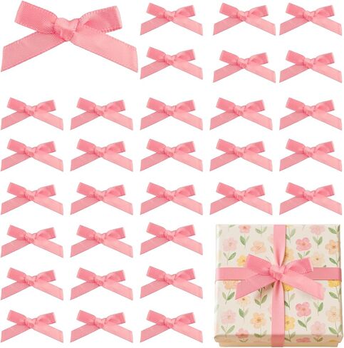 120PCS Mini Pink Bows for Crafts, Premade Bow, Cute Satin Twist Tie Bow for Wedding Party Favors, DIY Party Decoration, Glue Point Pink Bows for Sewing, Birthday Cake in Saudi Arabia