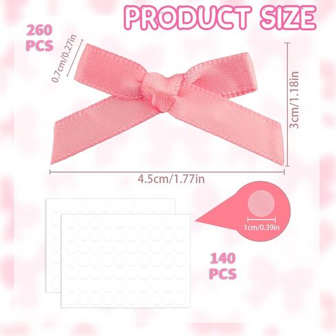 120PCS Mini Pink Bows for Crafts, Premade Bow, Cute Satin Twist Tie Bow for Wedding Party Favors, DIY Party Decoration, Glue Point Pink Bows for Sewing, Birthday Cake in Saudi Arabia
