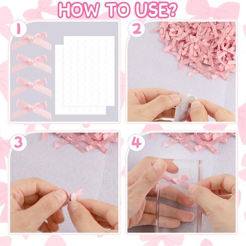 120PCS Mini Pink Bows for Crafts, Premade Bow, Cute Satin Twist Tie Bow for Wedding Party Favors, DIY Party Decoration, Glue Point Pink Bows for Sewing, Birthday Cake in Saudi Arabia