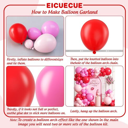 Valentines Day Balloons Garland Arch Kit - 165Pcs Different Size Red Pink Hot Pink Latex Balloons for Valentine's Day Galentine's Day Engagement Anniversary Party Decorations in Saudi Arabia