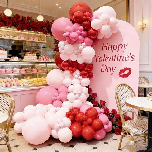 Valentines Day Balloons Garland Arch Kit - 165Pcs Different Size Red Pink Hot Pink Latex Balloons for Valentine's Day Galentine's Day Engagement Anniversary Party Decorations in Saudi Arabia