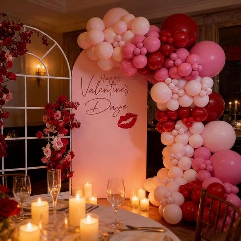Valentines Day Balloons Garland Arch Kit - 165Pcs Different Size Red Pink Hot Pink Latex Balloons for Valentine's Day Galentine's Day Engagement Anniversary Party Decorations in Saudi Arabia