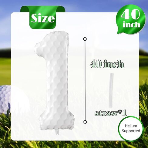 40 Inch Golf Number Balloons Large Sports Themed Birthday Party Number Balloons Golf Sports Events for Kids Birthday Party Decoration Supplies (Number 1) in Saudi Arabia