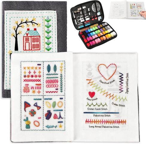 DIY Embroidery Stitch Book Kit,106 Patterns with Include Complete Toolkit and Instructional Tutorial, Embroidery Stitch Book for Beginners and Embroidery Enthusiast in Saudi Arabia