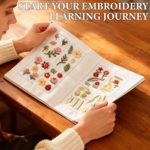 DIY Embroidery Stitch Book Kit,106 Patterns with Include Complete Toolkit and Instructional Tutorial, Embroidery Stitch Book for Beginners and Embroidery Enthusiast in Saudi Arabia