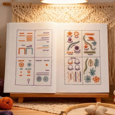 DIY Embroidery Stitch Book Kit,106 Patterns with Include Complete Toolkit and Instructional Tutorial, Embroidery Stitch Book for Beginners and Embroidery Enthusiast in Saudi Arabia