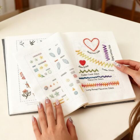 DIY Embroidery Stitch Book Kit,106 Patterns with Include Complete Toolkit and Instructional Tutorial, Embroidery Stitch Book for Beginners and Embroidery Enthusiast in Saudi Arabia