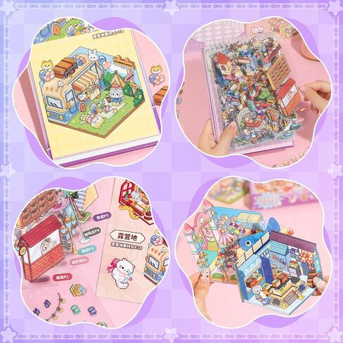 DIY 3D Sticker Scene Book 18 Pcs Sticker Scenes Miniature Room Scene Stickers Book Funny House Scene Sticker Book for Adults Kids Conduce to Relieve Stress Pass The Time in Saudi Arabia