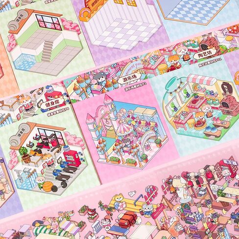 DIY 3D Sticker Scene Book 18 Pcs Sticker Scenes Miniature Room Scene Stickers Book Funny House Scene Sticker Book for Adults Kids Conduce to Relieve Stress Pass The Time in Saudi Arabia