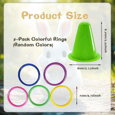Rabbit Training Ring Toy, Puzzle Toy for Bunnies, Stacking Cups for Rabbits with 5 Rings Random Color for Small Animals Playing Indoor Outdoor in Saudi Arabia