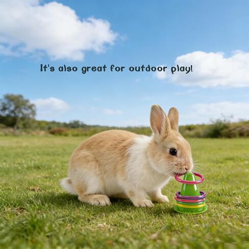 Rabbit Training Ring Toy, Puzzle Toy for Bunnies, Stacking Cups for Rabbits with 5 Rings Random Color for Small Animals Playing Indoor Outdoor in Saudi Arabia